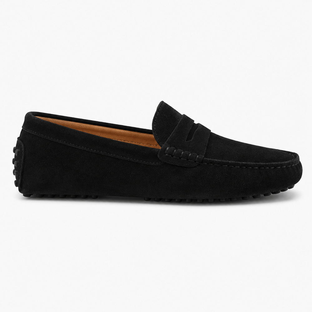 Comptoir du Mocassin Mocassins faits main Homme en cuir suédé Noir