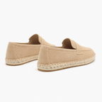 Comptoir du Mocassin espadrilles mocassins femme  en cuir suédé sable semelle en jute