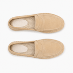 Comptoir du Mocassin espadrilles mocassins femme  en cuir suédé sable semelle en jute