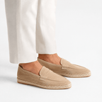 Comptoir du Mocassin espadrilles mocassins femme  en cuir suédé sable semelle en jute