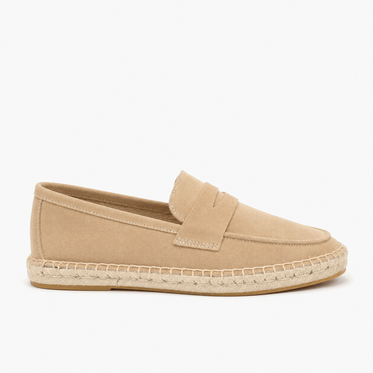 Comptoir du Mocassin espadrilles mocassins femme  en cuir suédé sable semelle en jute