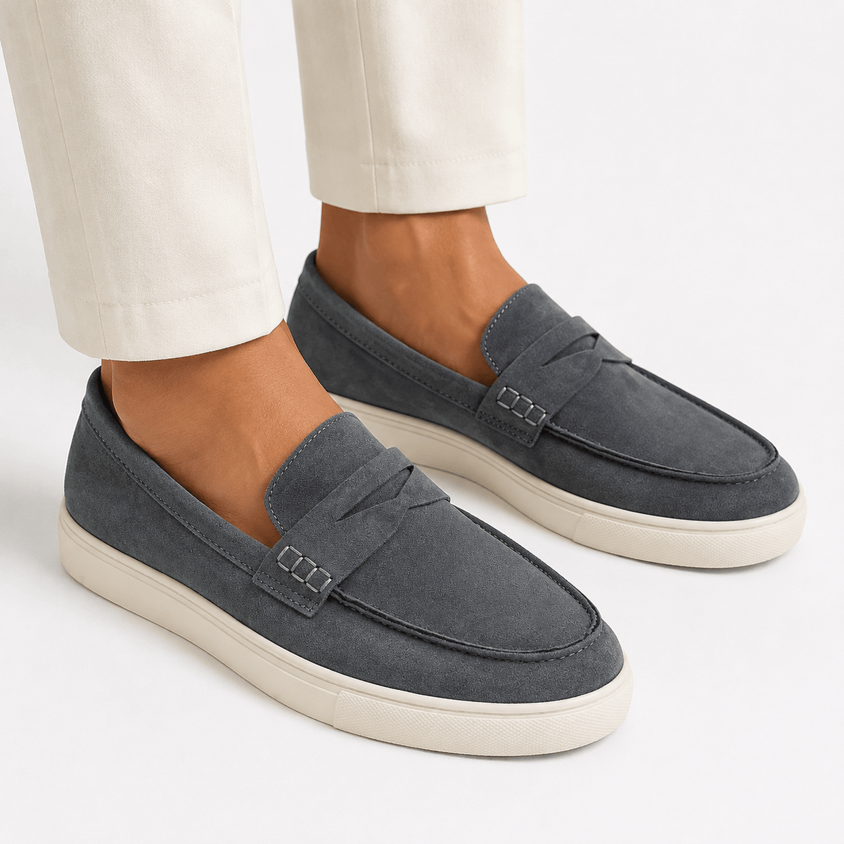 Comptoir du Mocassin Mocassins bateau homme suède gris