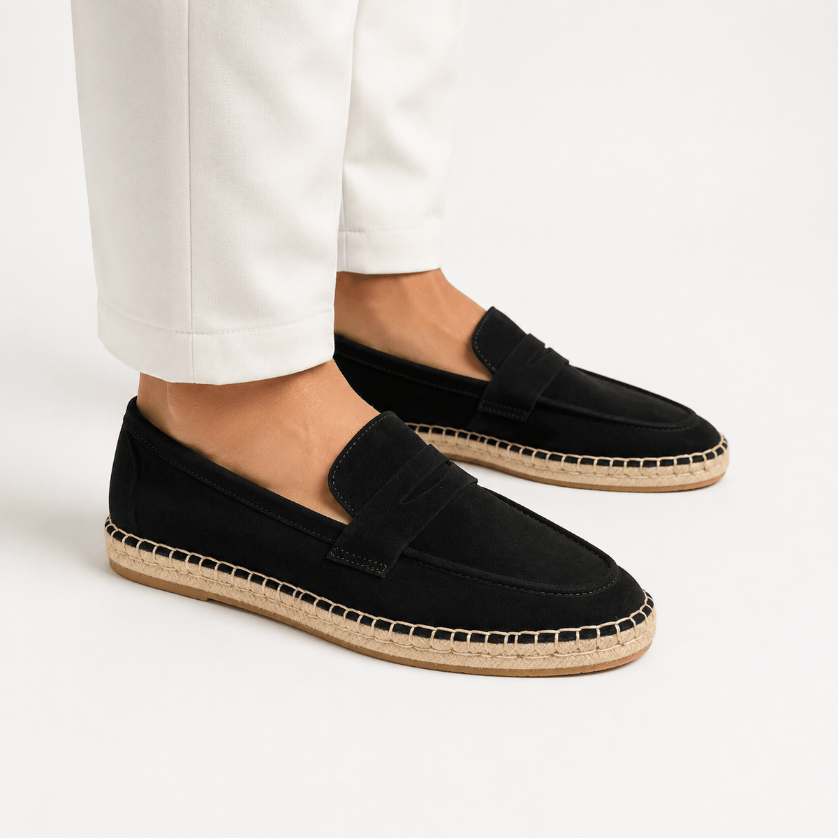 Comptoir du Mocassin Mocassins Espadrilles femme en cuir suédé Marron foncé