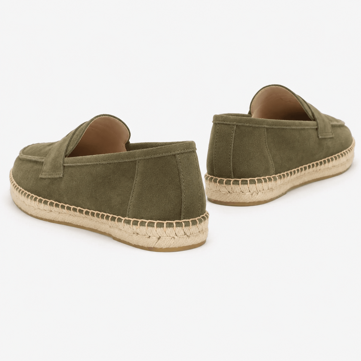 Comptoir du Mocassin Mocassins Espadrilles Femme en cuir suédé vert semelle en jute