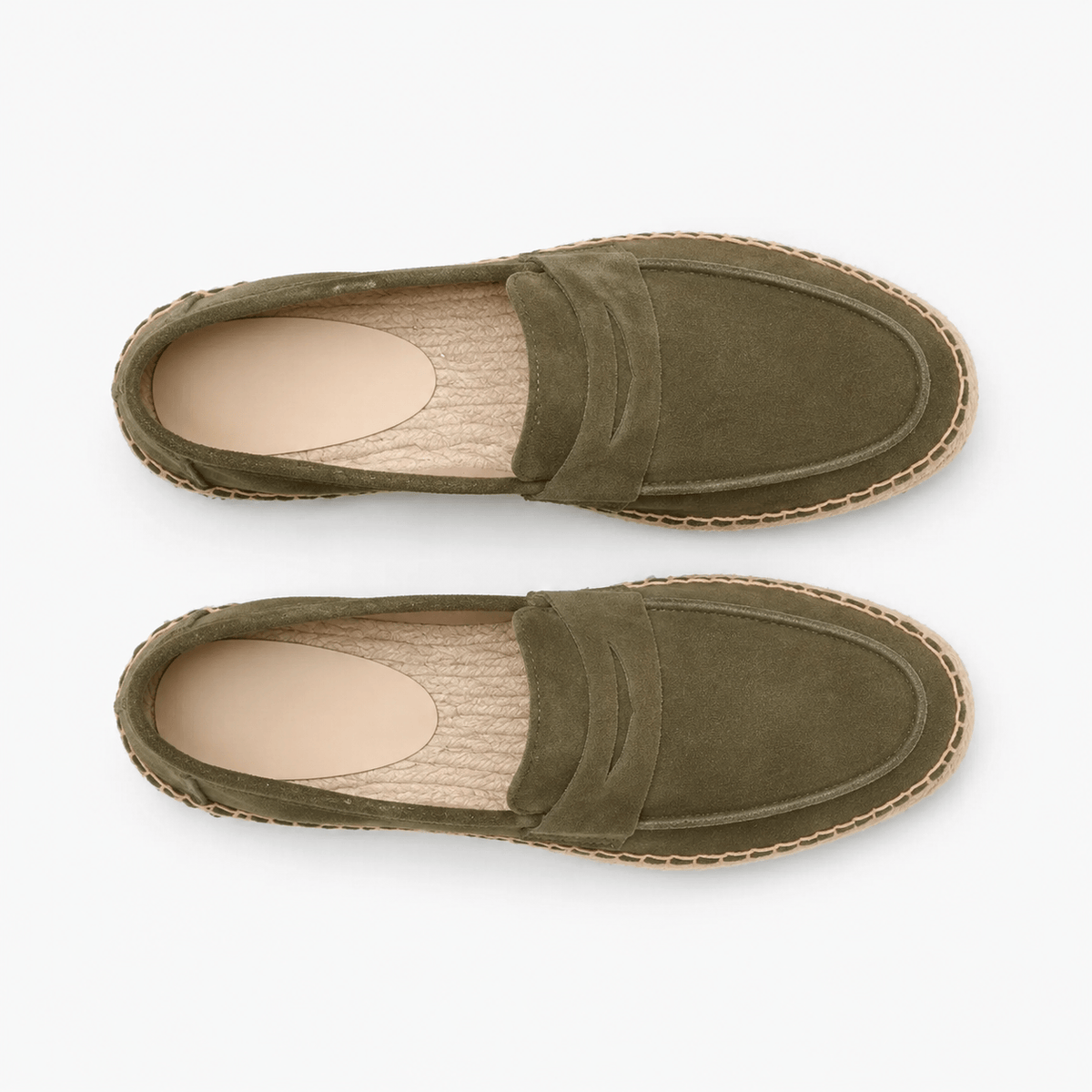 Comptoir du Mocassin Mocassins Espadrilles Femme en cuir suédé vert semelle en jute