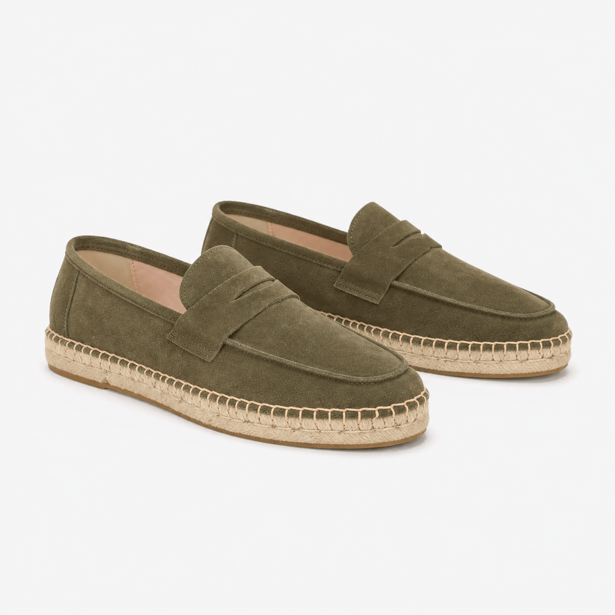 Comptoir du Mocassin Mocassins Espadrilles Femme en cuir suédé vert semelle en jute