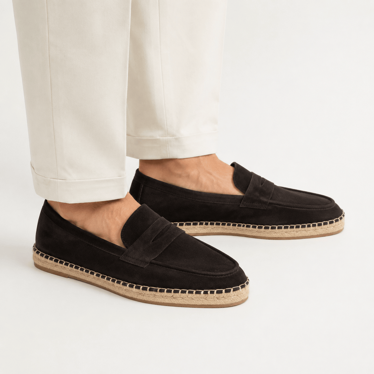 Comptoir du Mocassin Mocassins Espadrilles Homme en Cuir Suédé Bleu marine à Semelle Jute