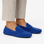 Comptoir du Mocassin Mocassins faits main Homme en cuir suédé Bleu
