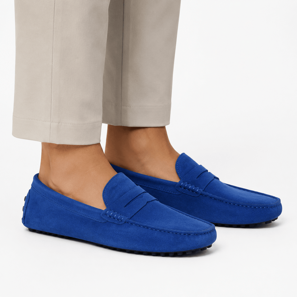 Comptoir du Mocassin Mocassins faits main Homme en cuir suédé Bleu