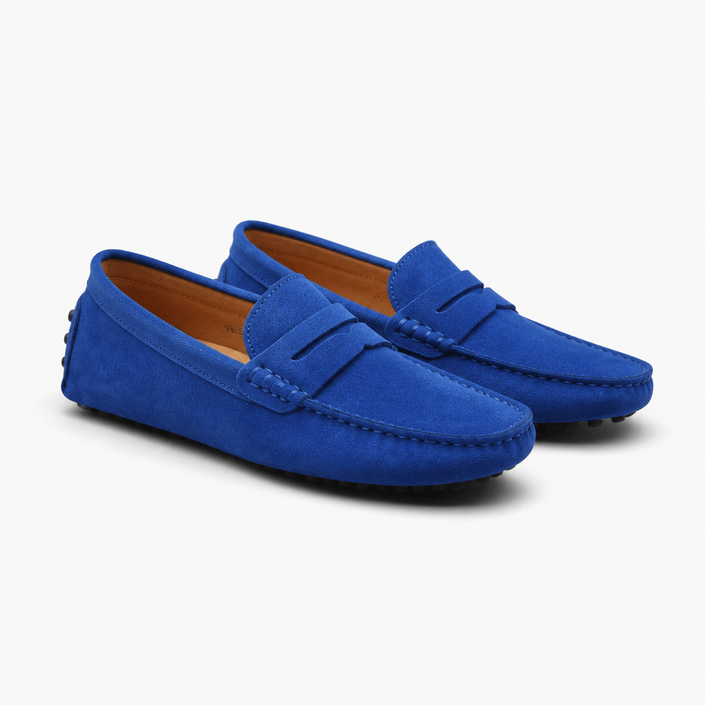 Comptoir du Mocassin Mocassins faits main Homme en cuir suédé Bleu