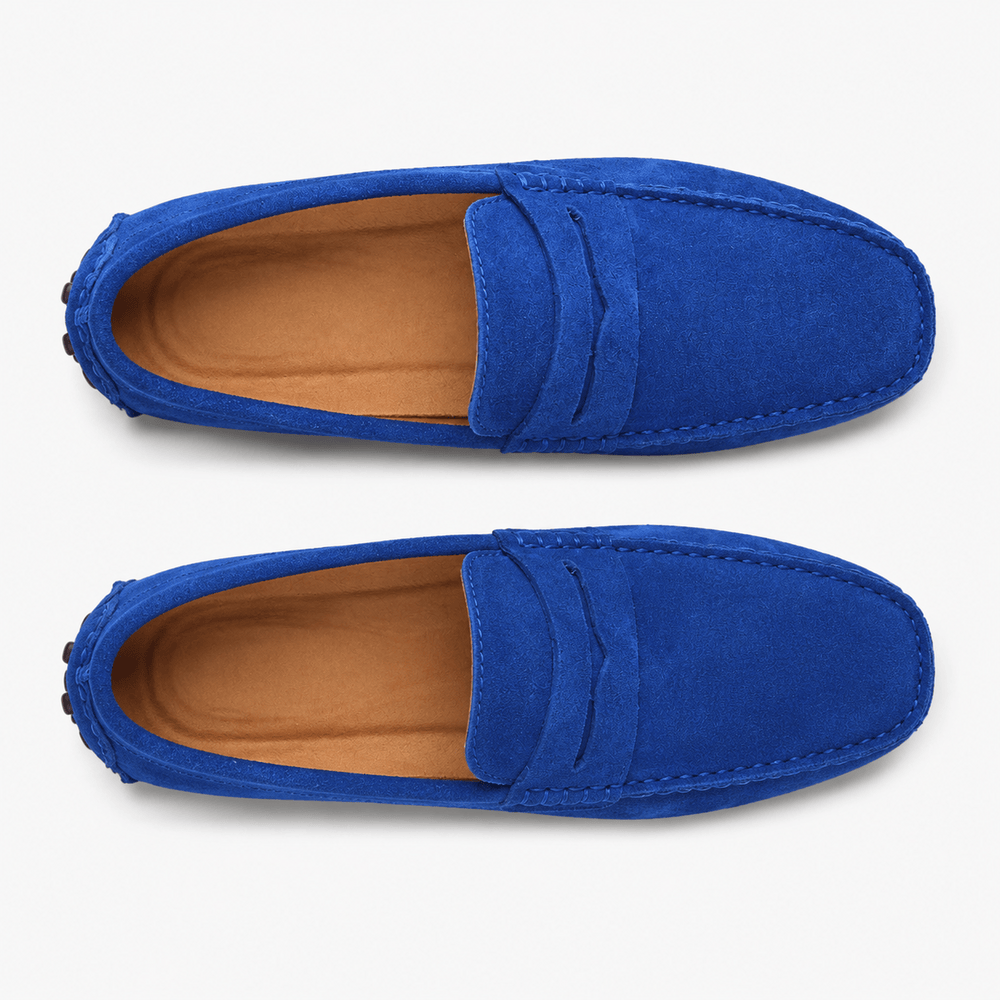 Comptoir du Mocassin Mocassins faits main Homme en cuir suédé Bleu