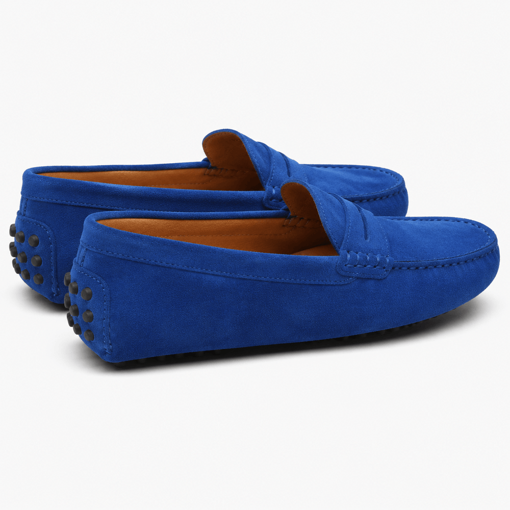 Comptoir du Mocassin Mocassins faits main Homme en cuir suédé Bleu