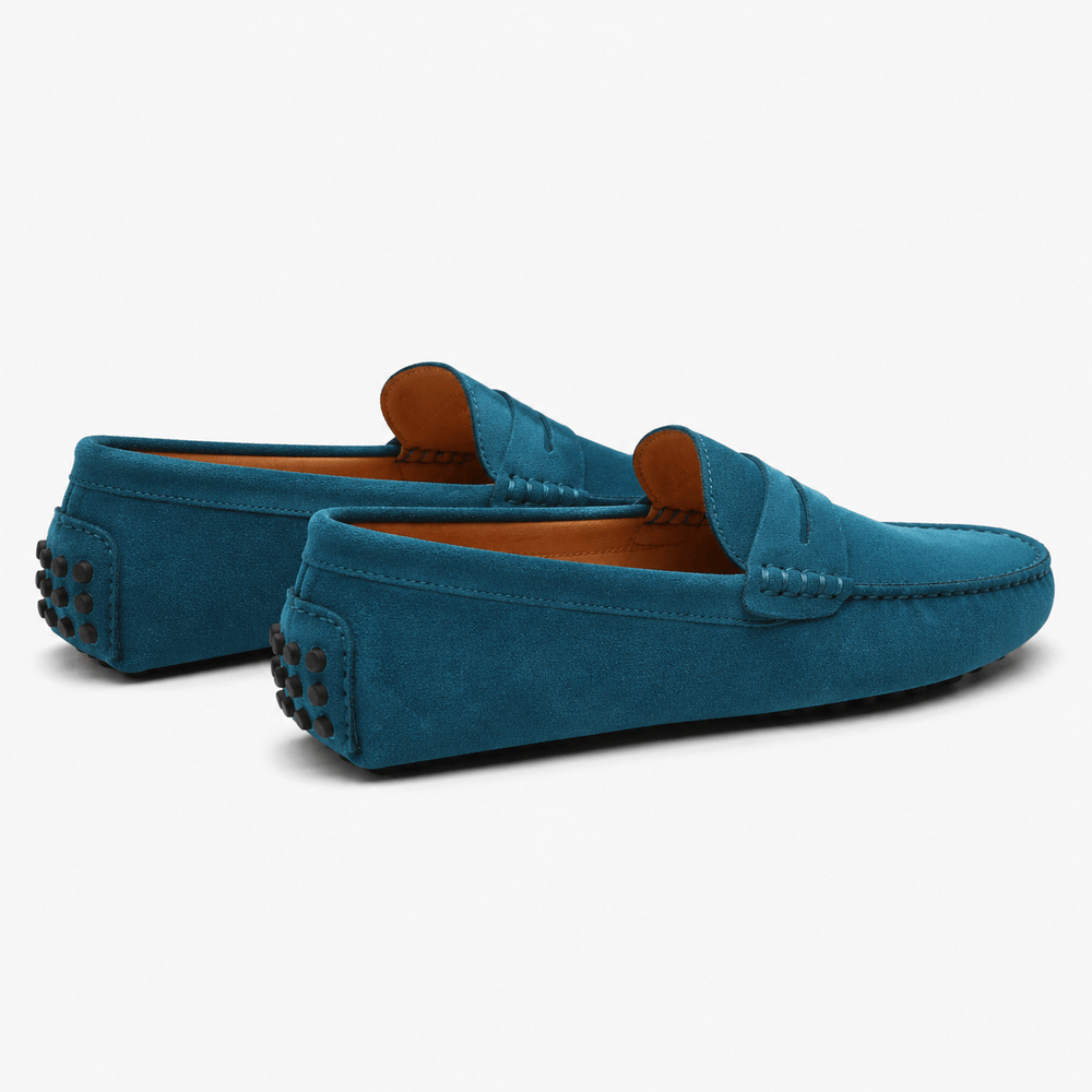 Comptoir du Mocassin Mocassins faits main Homme en cuir suédé Bleu ciel