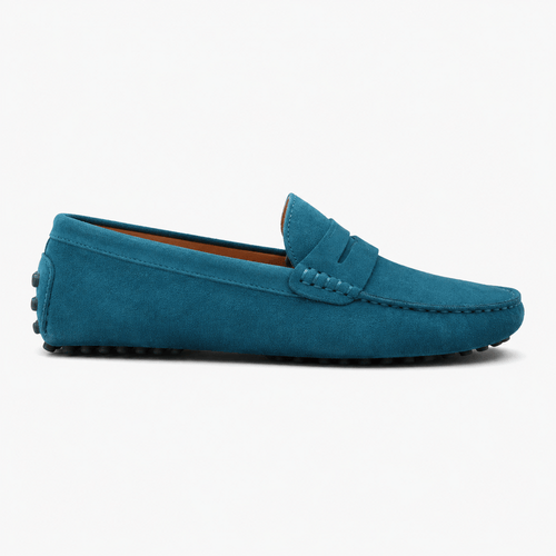 Comptoir du Mocassin Mocassins faits main Homme en cuir suédé Bleu ciel