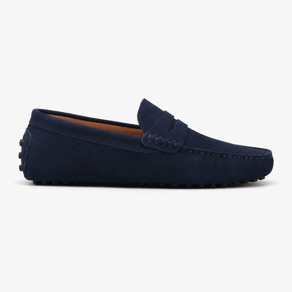 Comptoir du Mocassin Mocassins faits main Homme en cuir suédé Bleu marine