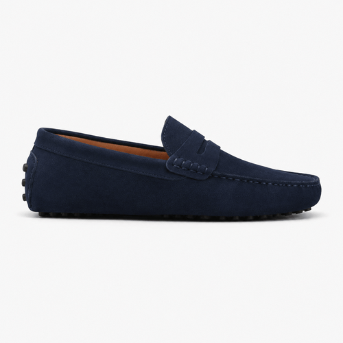 Comptoir du Mocassin Mocassins faits main Homme en cuir suédé Bleu marine