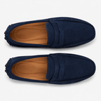 Comptoir du Mocassin Mocassins faits main Homme en cuir suédé Bleu marine