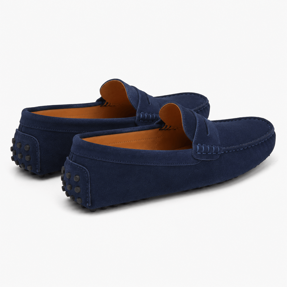 Comptoir du Mocassin Mocassins faits main Homme en cuir suédé Bleu marine