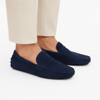 Comptoir du Mocassin Mocassins faits main Homme en cuir suédé Bleu marine
