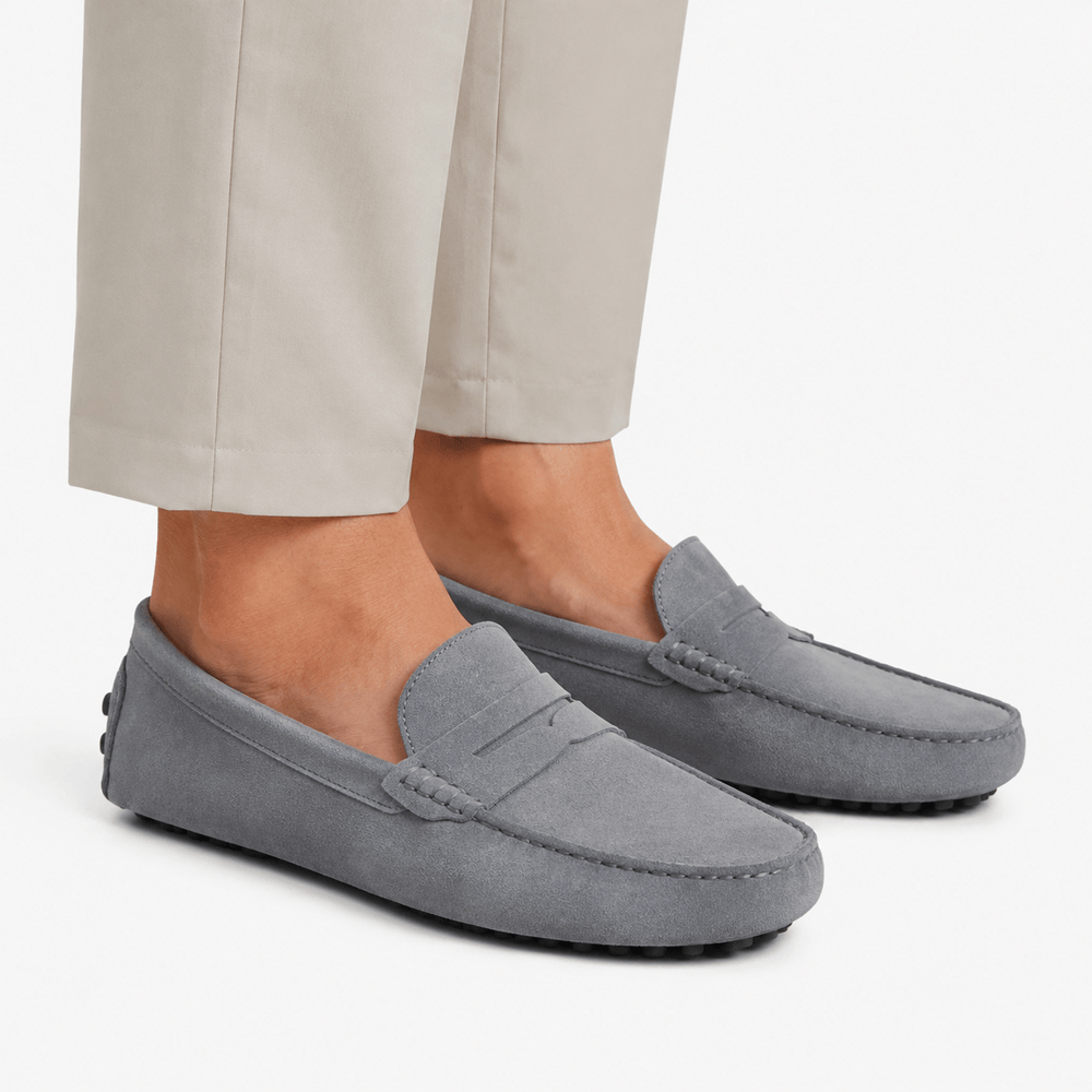 Comptoir du Mocassin Mocassins faits main Homme en cuir suédé Gris