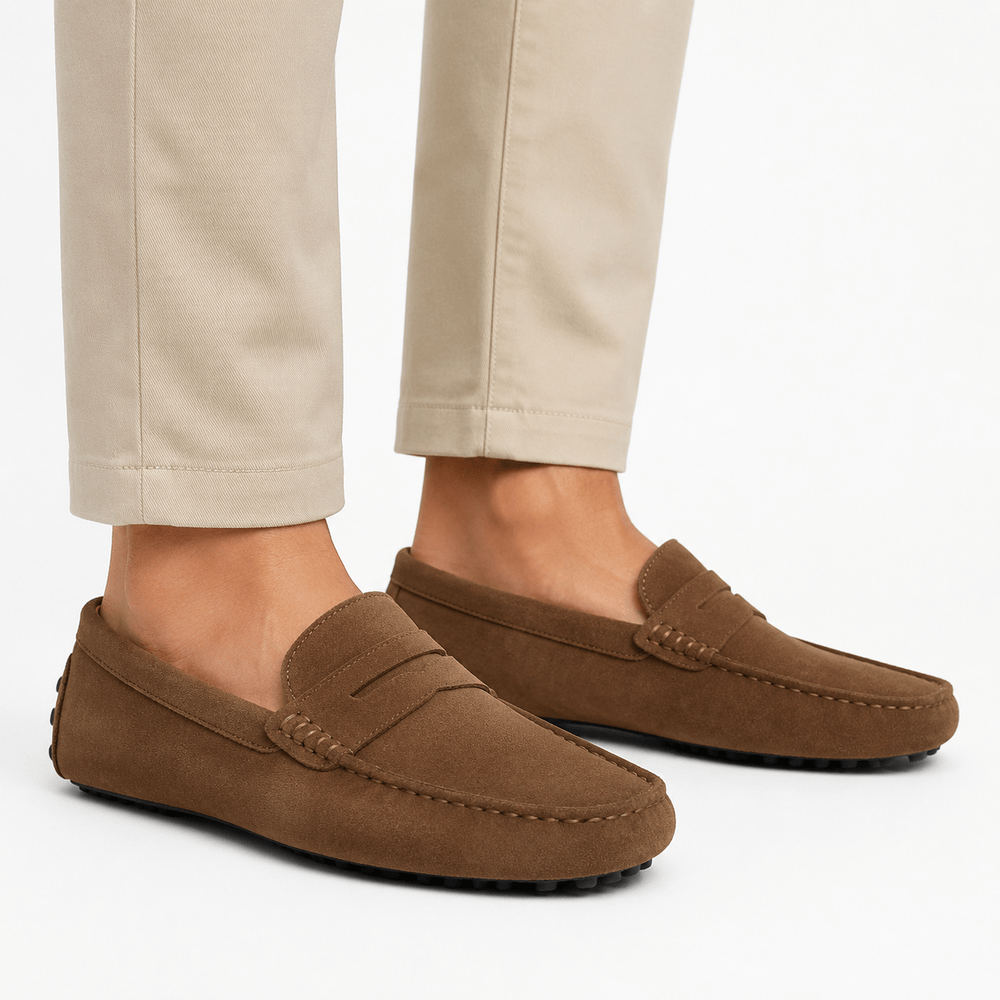 Comptoir du Mocassin Mocassins faits main Homme en cuir suédé Marron