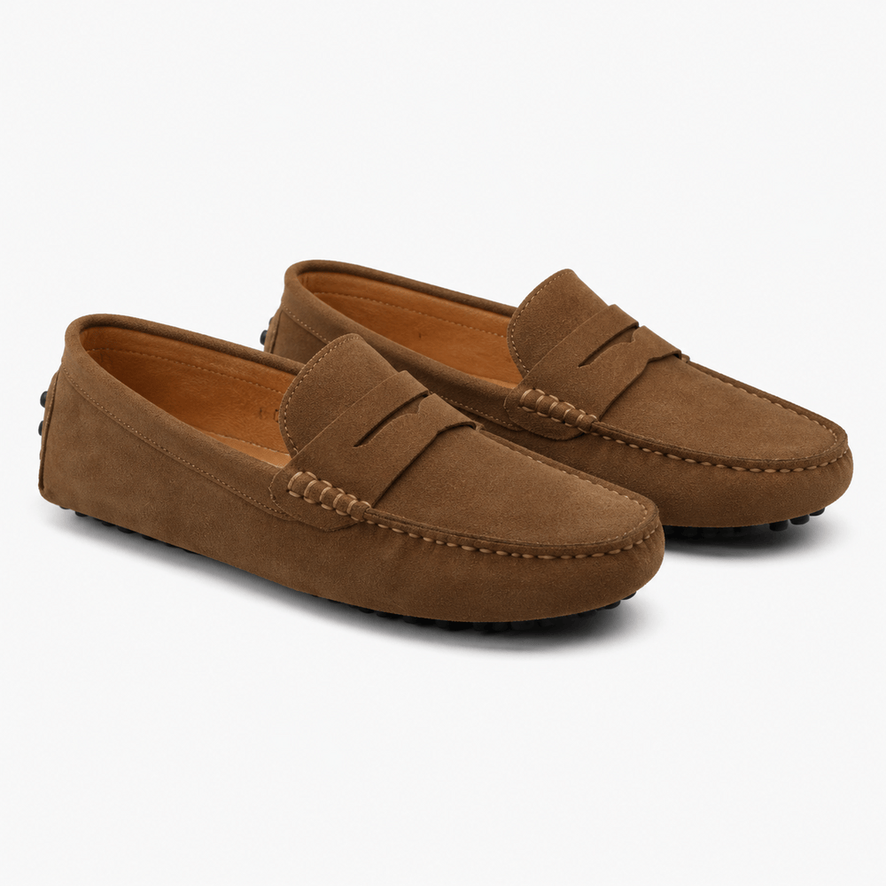 Comptoir du Mocassin Mocassins faits main Homme en cuir suédé Marron