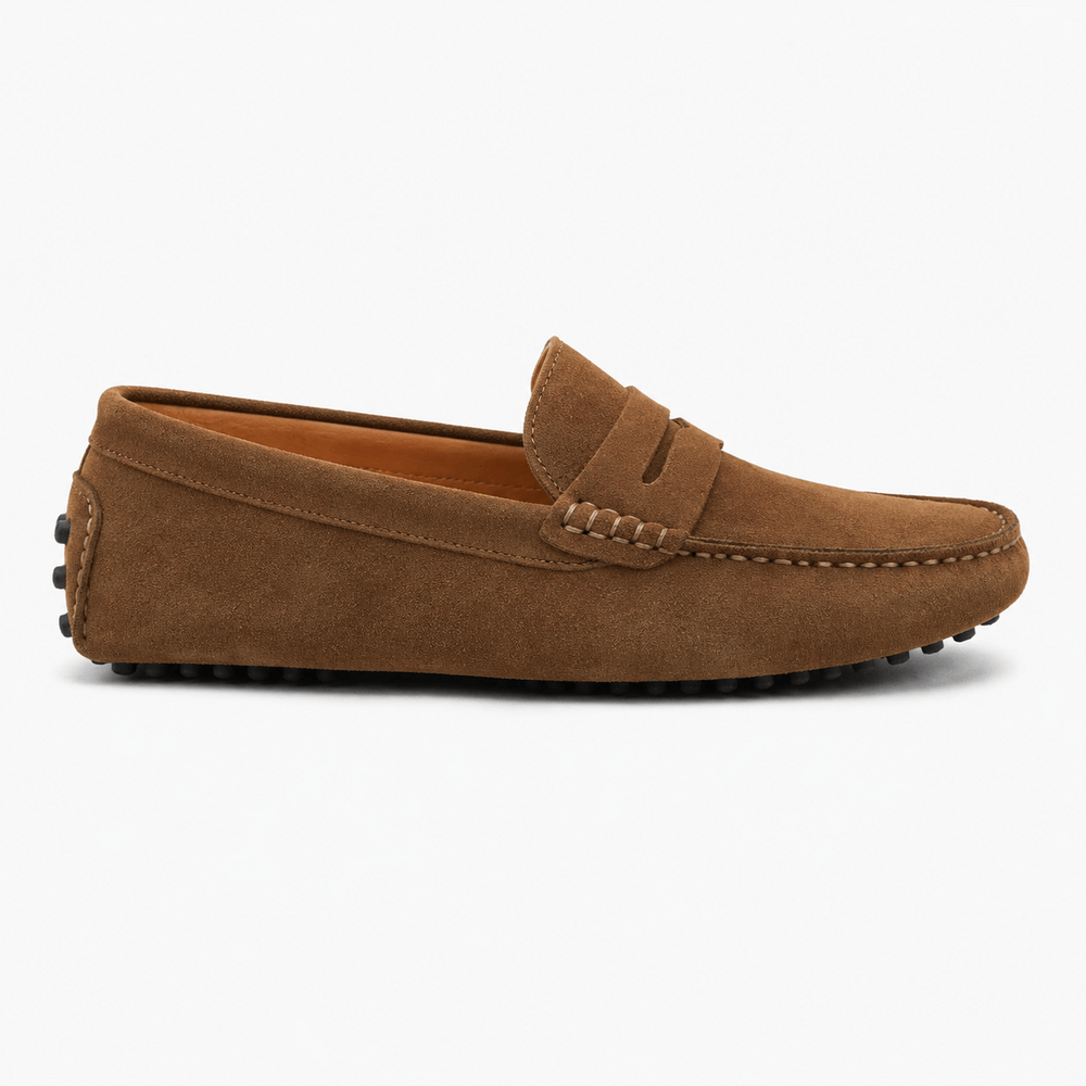 Comptoir du Mocassin Mocassins faits main Homme en cuir suédé Marron