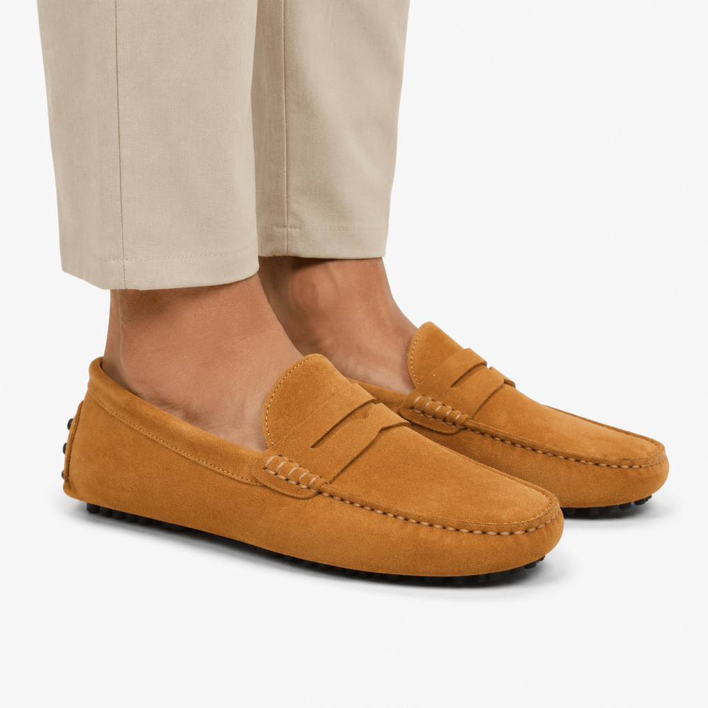 Comptoir du Mocassin Mocassins faits main Homme en cuir suédé Marron clair