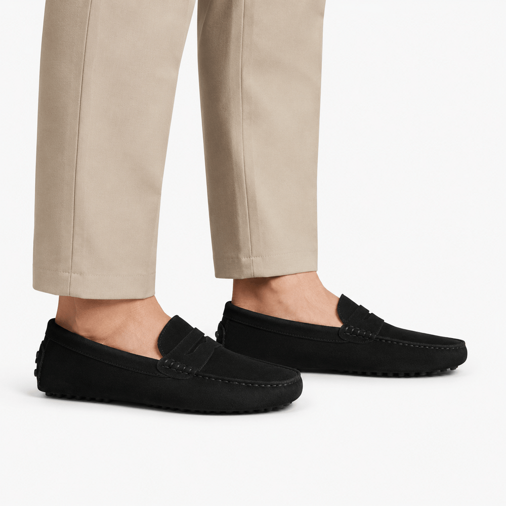 Comptoir du Mocassin Mocassins faits main Homme en cuir suédé Noir