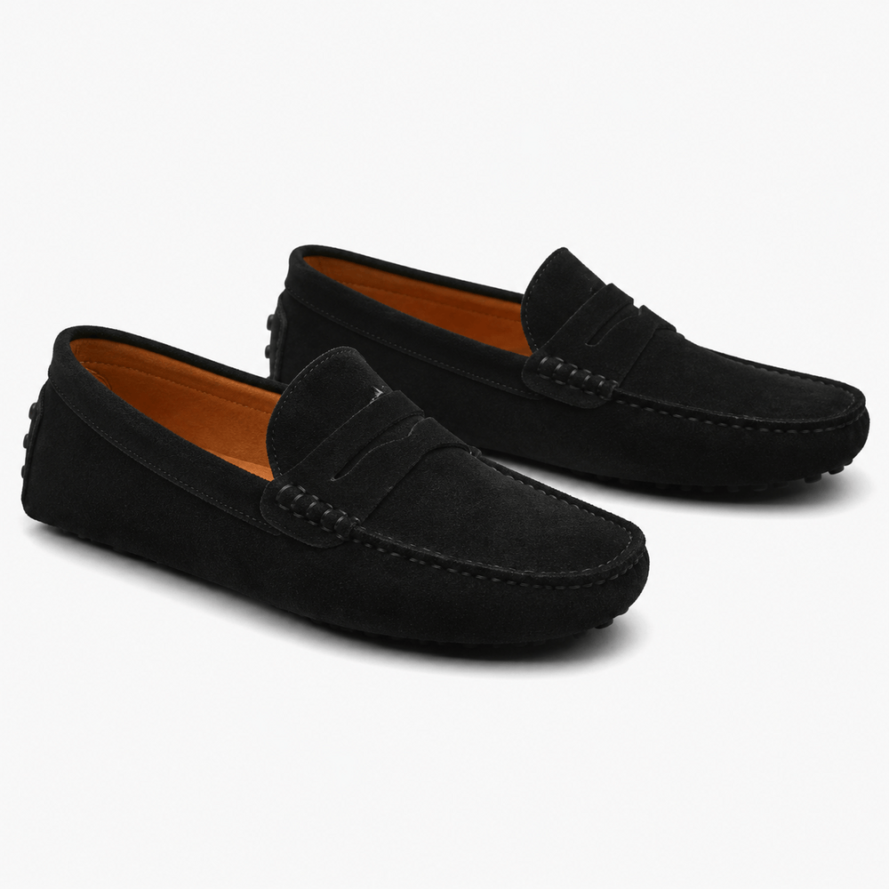 Comptoir du Mocassin Mocassins faits main Homme en cuir suédé Noir