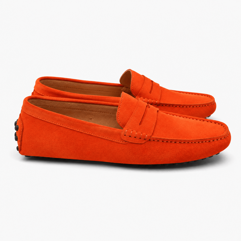 Comptoir du Mocassin Mocassins faits main Homme en cuir suédé Orange