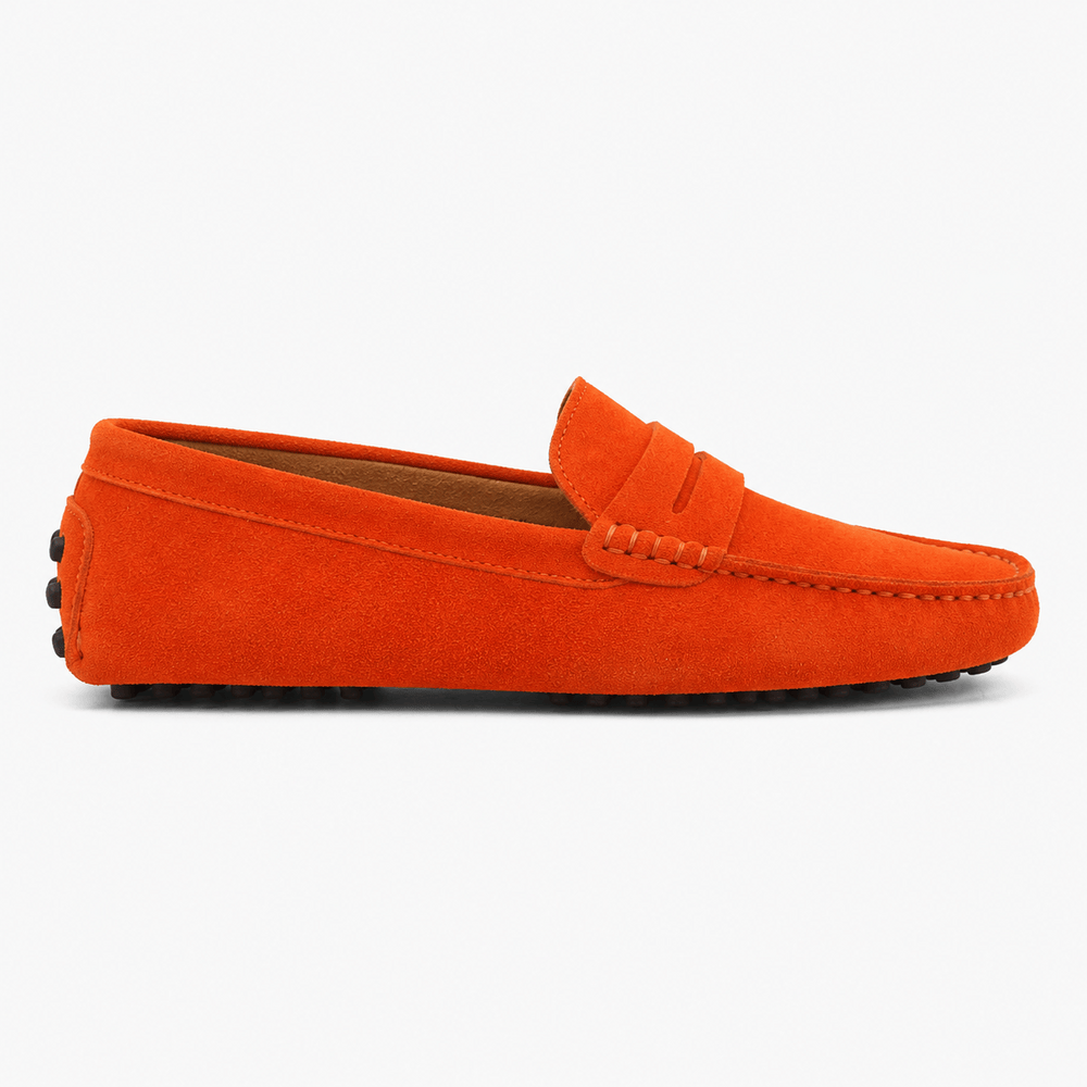 Comptoir du Mocassin Mocassins faits main Homme en cuir suédé Orange