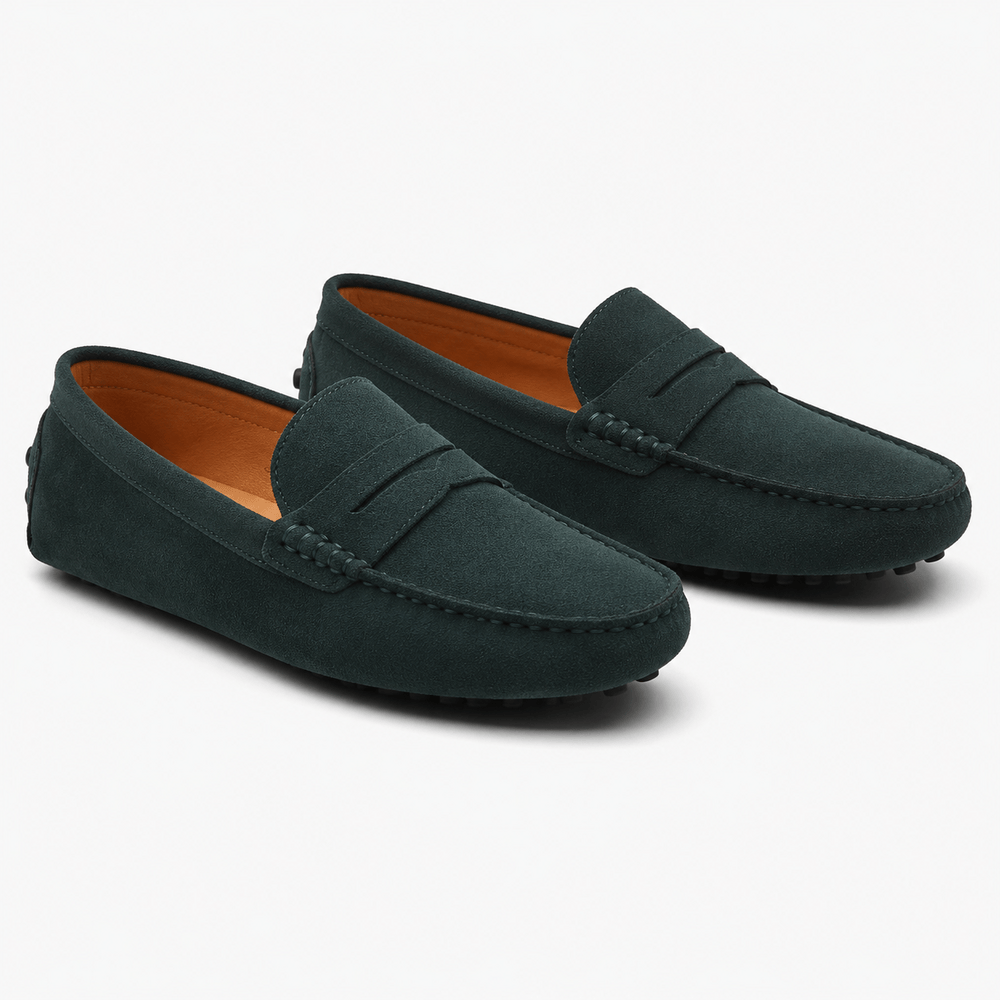 Comptoir du Mocassin Mocassins faits main Homme en cuir suédé Vert