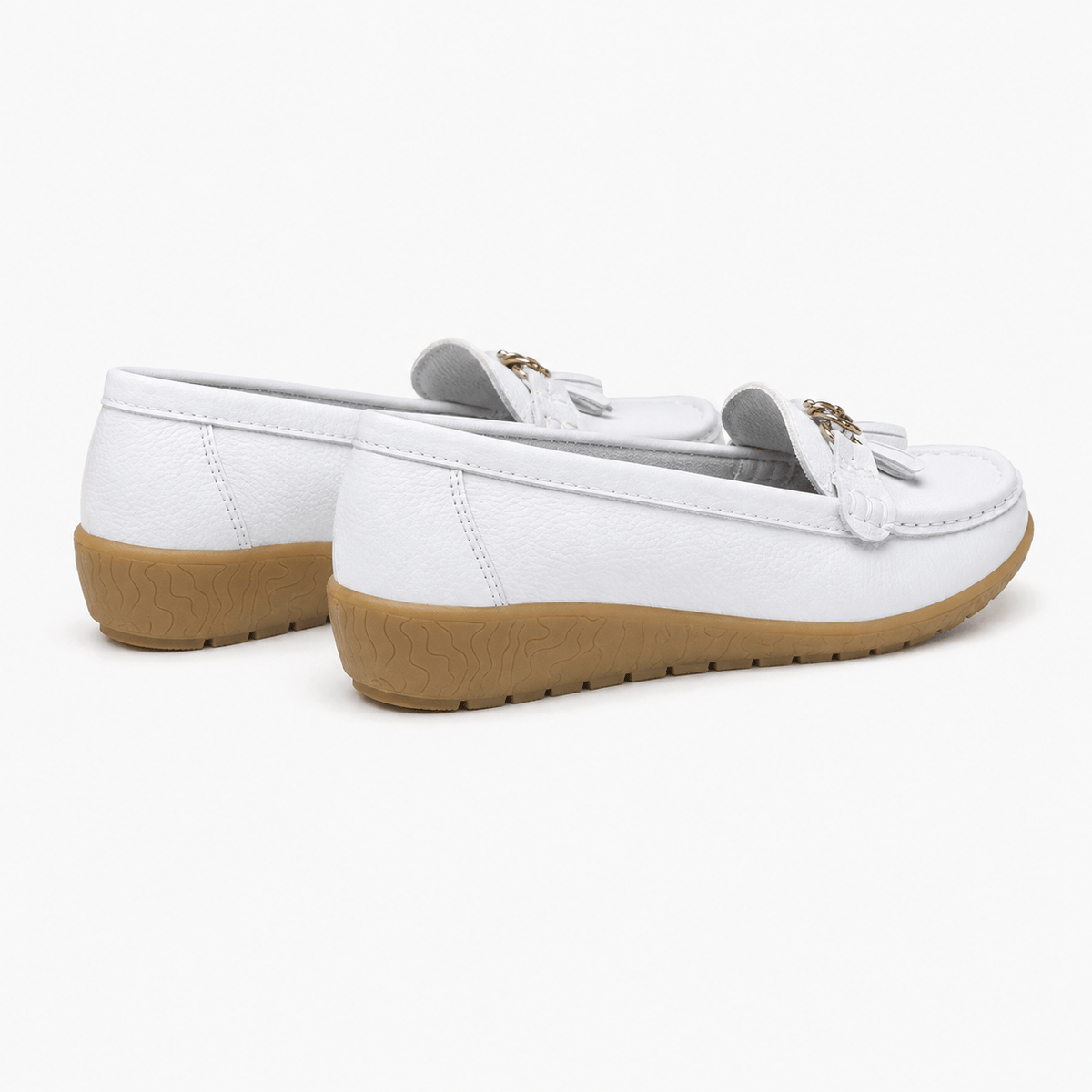 Comptoir du Mocassin Mocassins Femme en Cuir Blanc à Enfiler à Glands