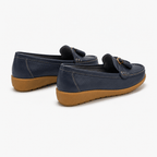 Comptoir du Mocassin Mocassins Femme en Cuir Bleu clair à Enfiler à Glands