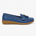 Comptoir du Mocassin Mocassins Femme en Cuir Bleu clair à Enfiler à Glands