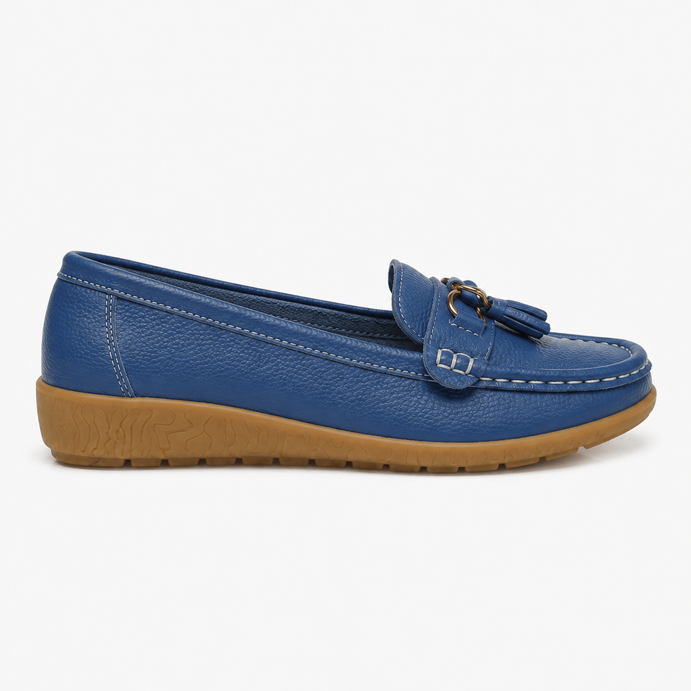 Comptoir du Mocassin Mocassins Femme en Cuir Bleu clair à Enfiler à Glands