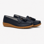 Comptoir du Mocassin Mocassins Femme en Cuir Bleu marine à Enfiler à Glands