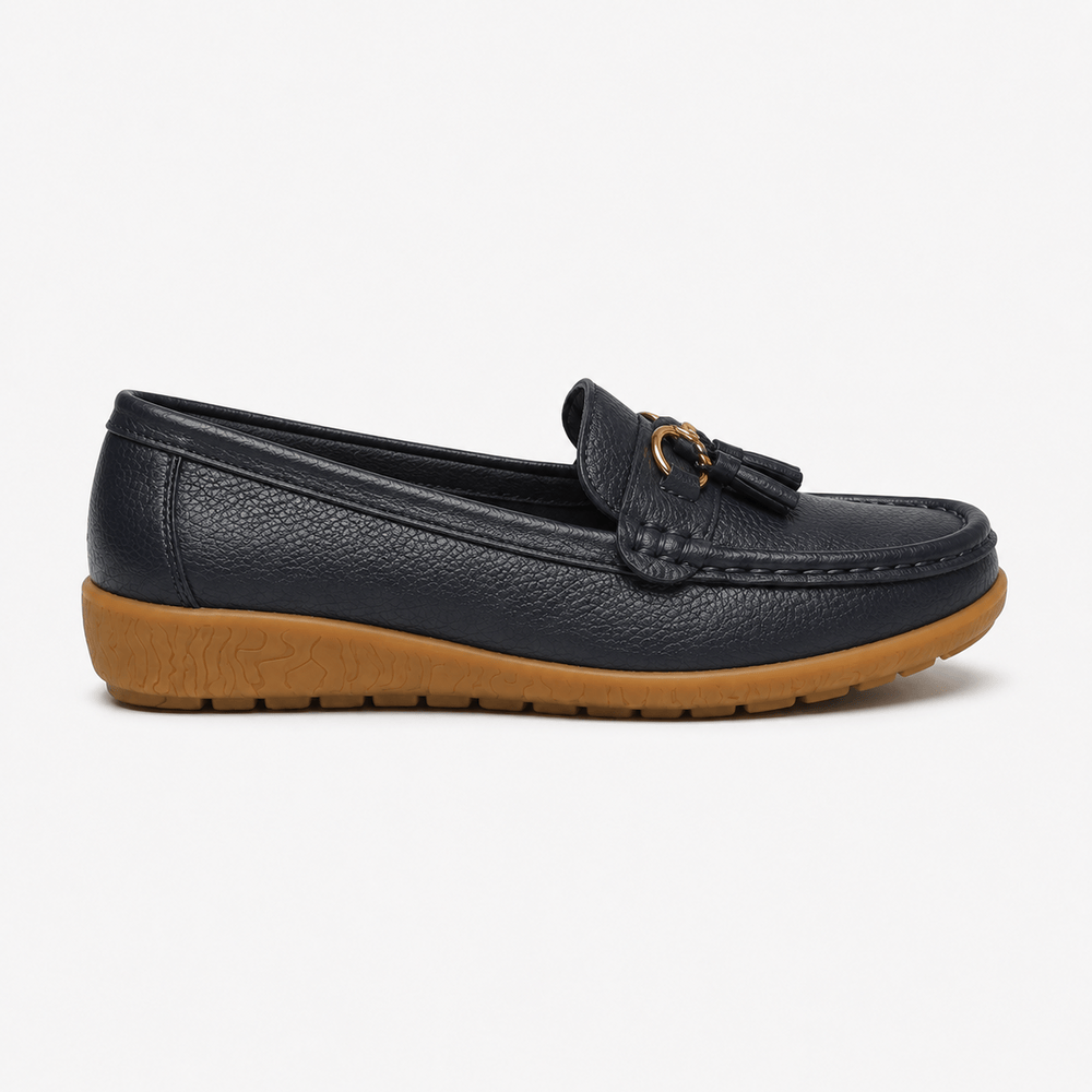 Comptoir du Mocassin Mocassins Femme en Cuir Bleu marine à Enfiler à Glands
