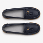 Comptoir du Mocassin Mocassins Femme en Cuir Bleu marine à Enfiler à Glands