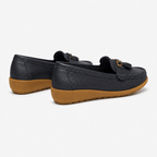 Comptoir du Mocassin Mocassins Femme en Cuir Bleu marine à Enfiler à Glands