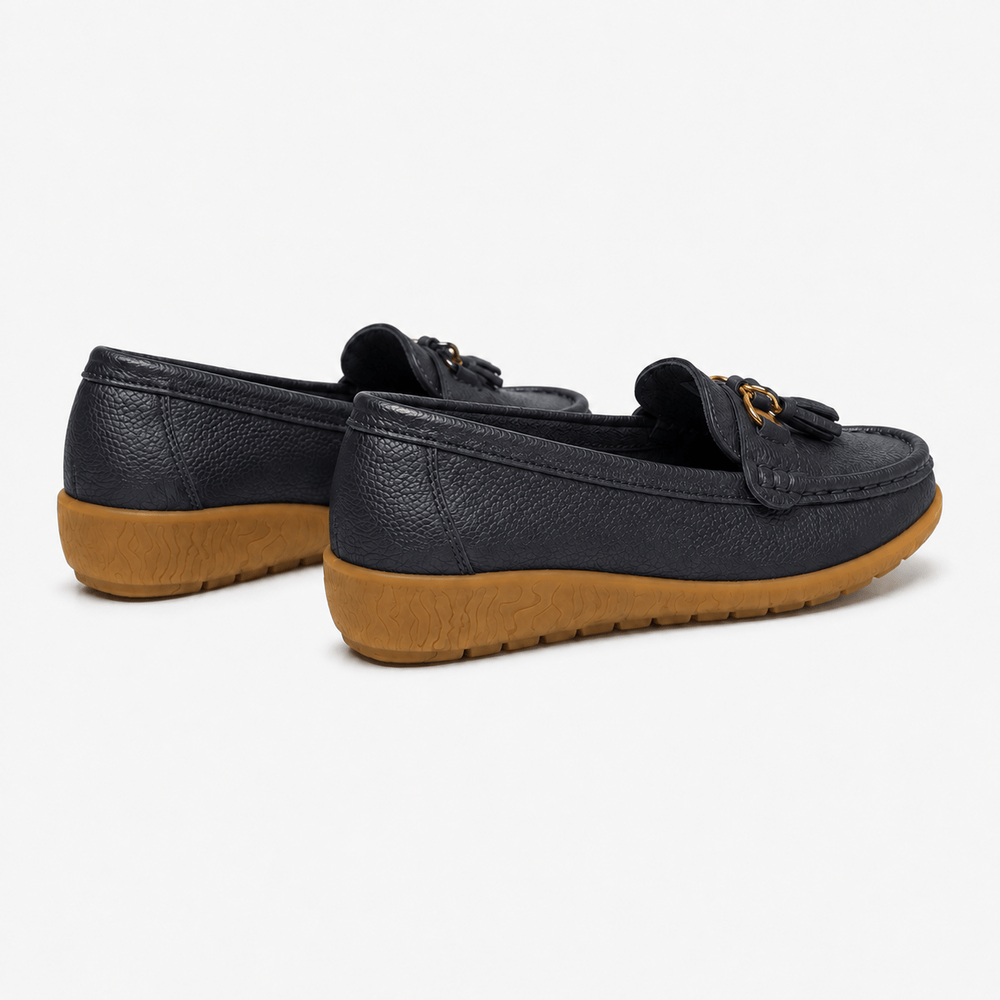 Comptoir du Mocassin Mocassins Femme en Cuir Bleu marine à Enfiler à Glands