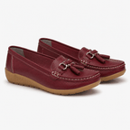 Comptoir du Mocassin Mocassins femme en cuir bordeaux à enfiler