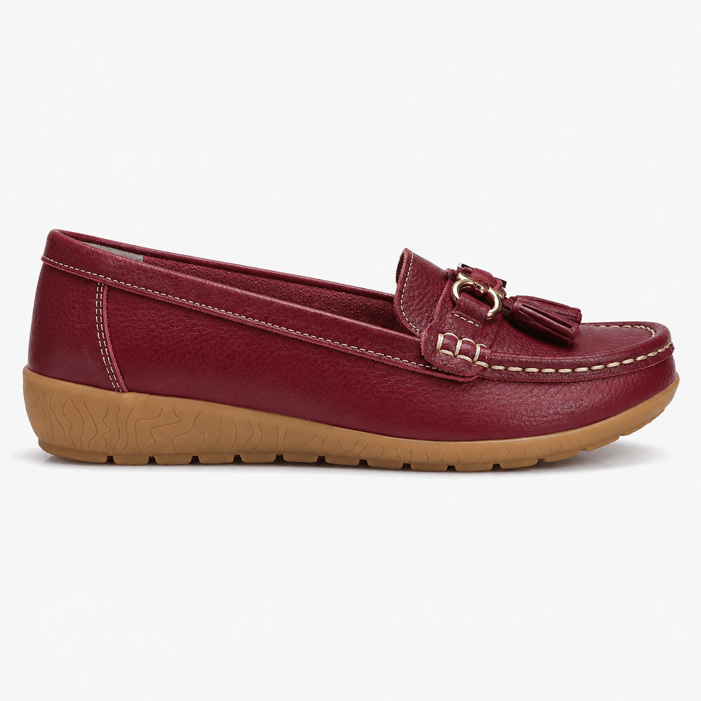 Comptoir du Mocassin Mocassins femme en cuir bordeaux à enfiler