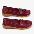 Comptoir du Mocassin Mocassins femme en cuir bordeaux à enfiler