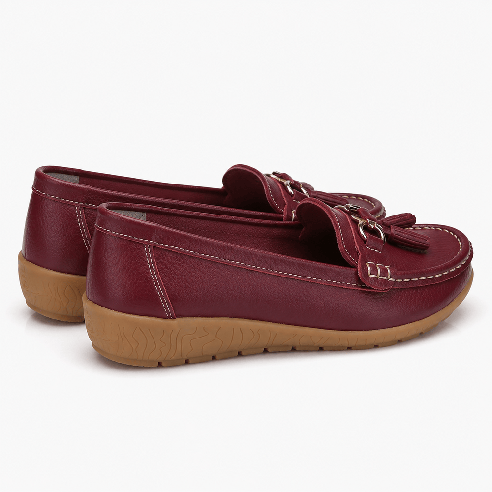 Comptoir du Mocassin Mocassins femme en cuir bordeaux à enfiler