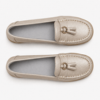 Comptoir du Mocassin Mocassins Femme en Cuir Doré à Enfiler à Glands
