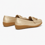 Comptoir du Mocassin Mocassins Femme en Cuir Doré à Enfiler à Glands