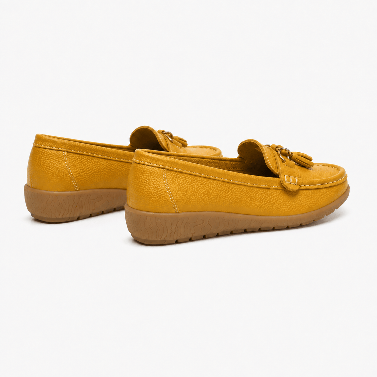 Comptoir du Mocassin Mocassins Femme en Cuir Jaune à Enfiler à Glands