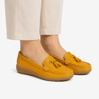 Comptoir du Mocassin Mocassins Femme en Cuir Jaune à Enfiler à Glands